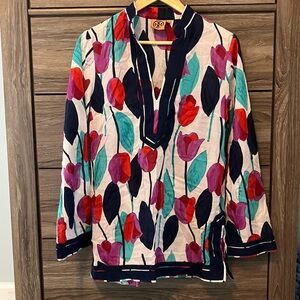 Tory Burch Multicolor Floral Women's Tunic Top Size 10